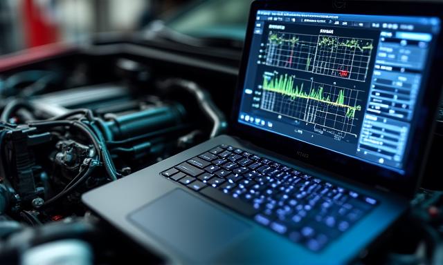 Laptop conectat la ECU pentru remapare